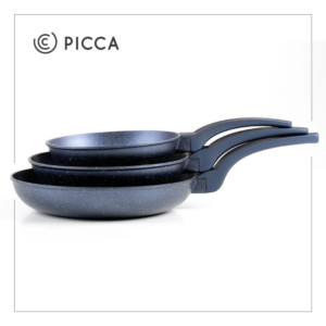 Juego de Sartenes PICCA Termo | 3 Piezas 20, 24, 28cm | Antiadherente XYLAN Plus 4.5 mm de espesor| Color Negro