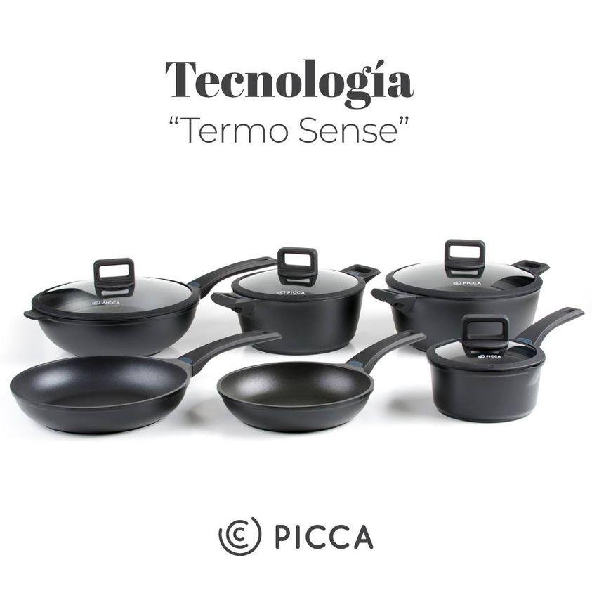 Bateria de Cocina PICCA 10 Piezas Antiadherente XYLAN Plus | TERMO SENSE Negro Matte
