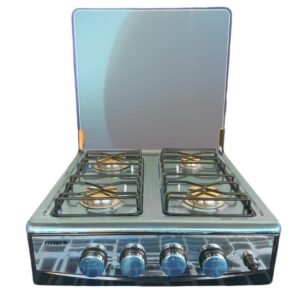 Estufa de Mesa TITAN de Gas | 4 Hornillas | Tapa de Vidrio Templado | con Chispero