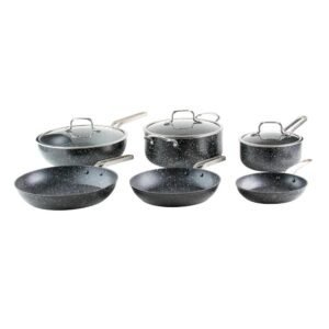 Bateria de Cocina PICCA Venecia | Antiadherente Mega Piedra 9 Piezas | Color Negro