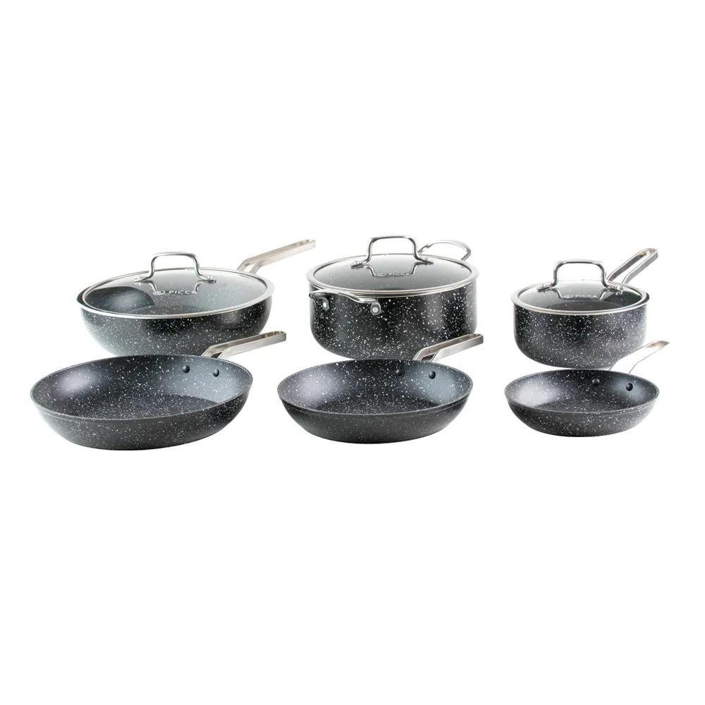 Bateria de Cocina PICCA Venecia | Antiadherente Mega Piedra 9 Piezas | Color Negro