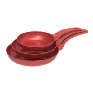 Juego de Sartenes PICCA Da Vinci | 3 Piezas 20, 24, 28cm | Marmol 3.5 mm de espesor | Color Rojo