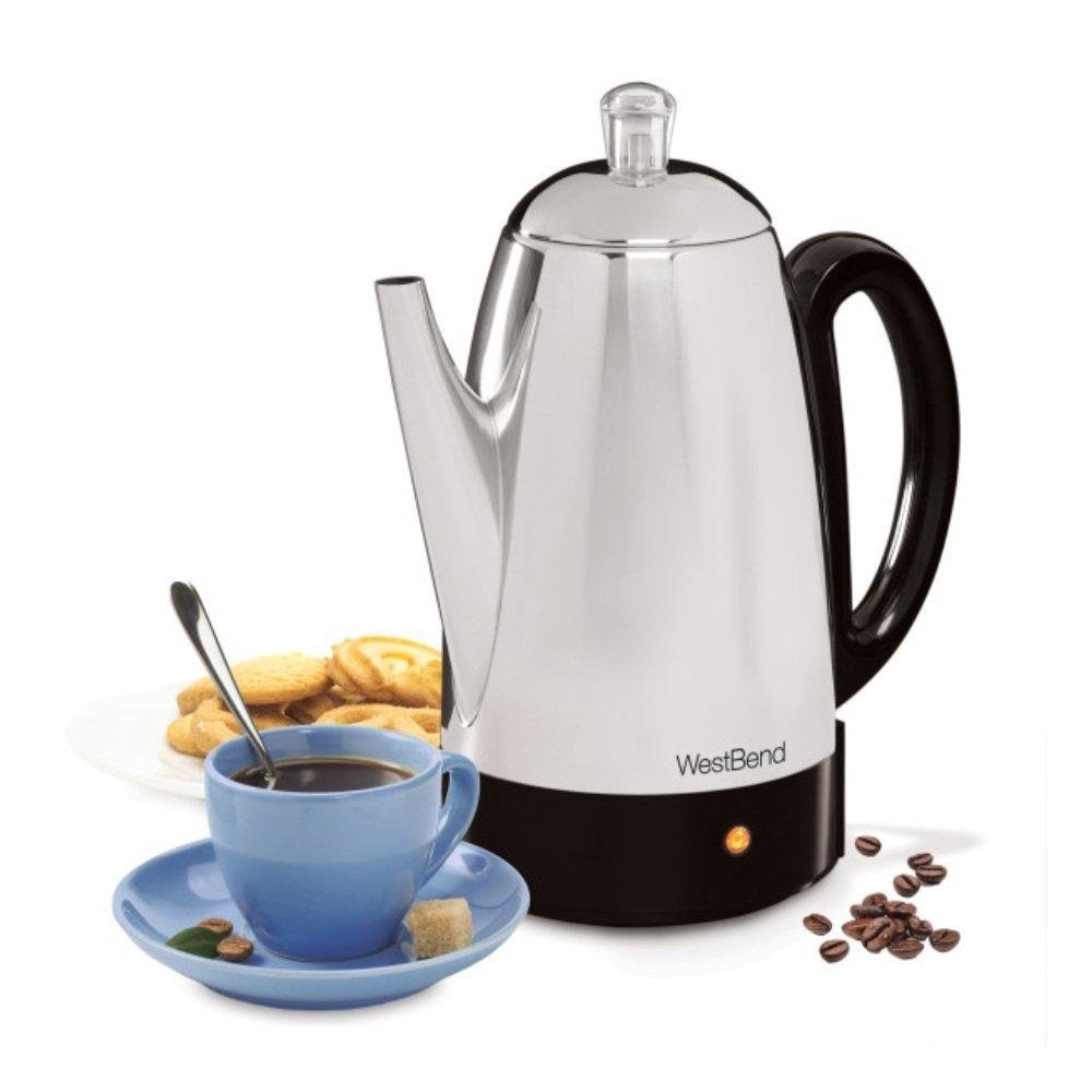 Cafetera Electrica WEST BEND | 12 Tazas | 2 en 1 Cafetera y Hervidor | Acero Ino