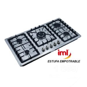 Estufa Empotrable IML ECOCINA de Gas | 5 Hornilla | Acero Inoxidable | Parrilla De Hierro fundido