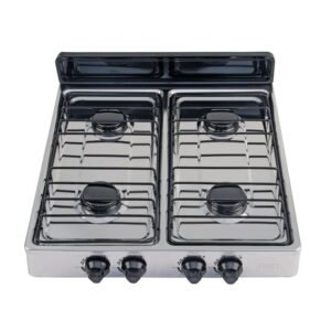 Estufa de mesa IML de Gas | 4 Hornillas | Cuerpo y Cubierta de Acero Inoxidable