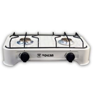 Estufa de Mesa VOLCAN de Gas | 2 Hornillas | BRONCE | Color Almendra