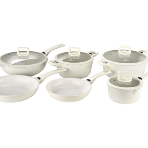 Bateria de Cocina PICCA 10 Piezas Antiadherente XYLAN Plus | TERMO SENSE Color Crema