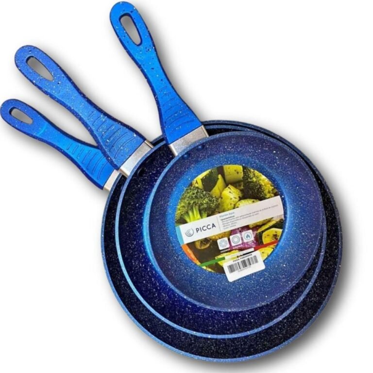 Juego de Sartenes PICCA Milan | 3 Piezas 20, 24, 28cm | Marml 4.0 mm de Espesor | Color Azul