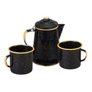 Cafetera de Peltre Tradicional CINSA | 2 Litros Negro Cinsa | incluye 2 vasos