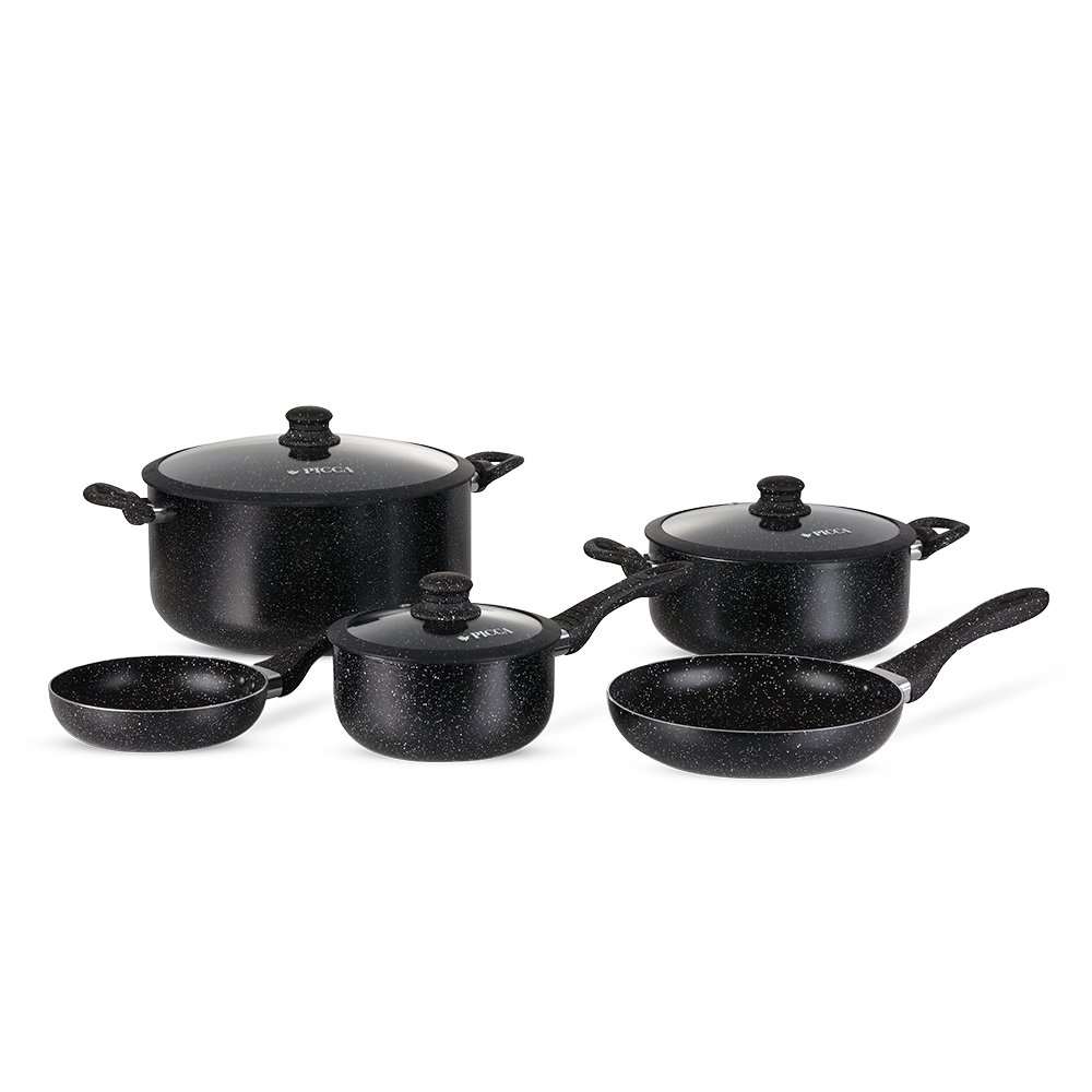Batería de Cocina PICCA | GRAVINA 8 Piezas | Color Negro PI008BMN
