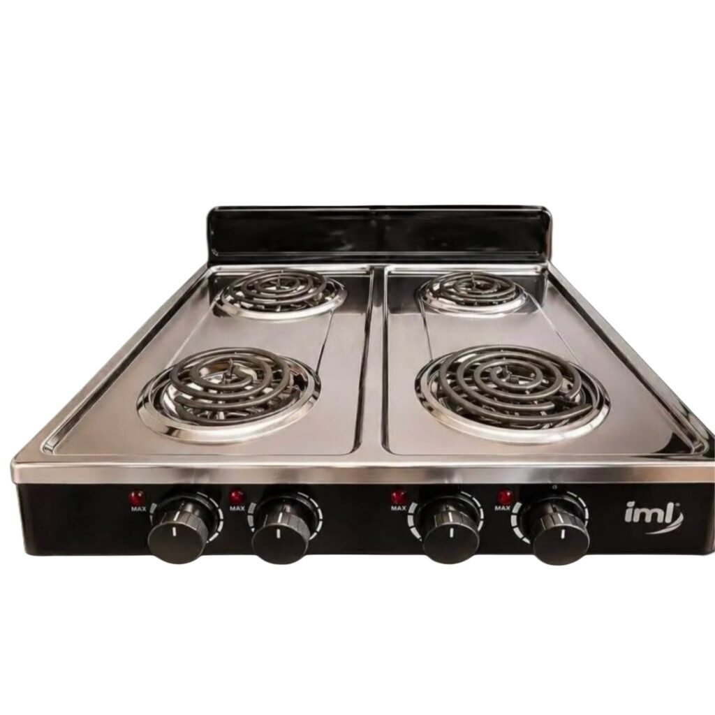 Estufa Electrica 4 Hornillas IML | Acero Inoxidable | 2h 1000W+2h 500W