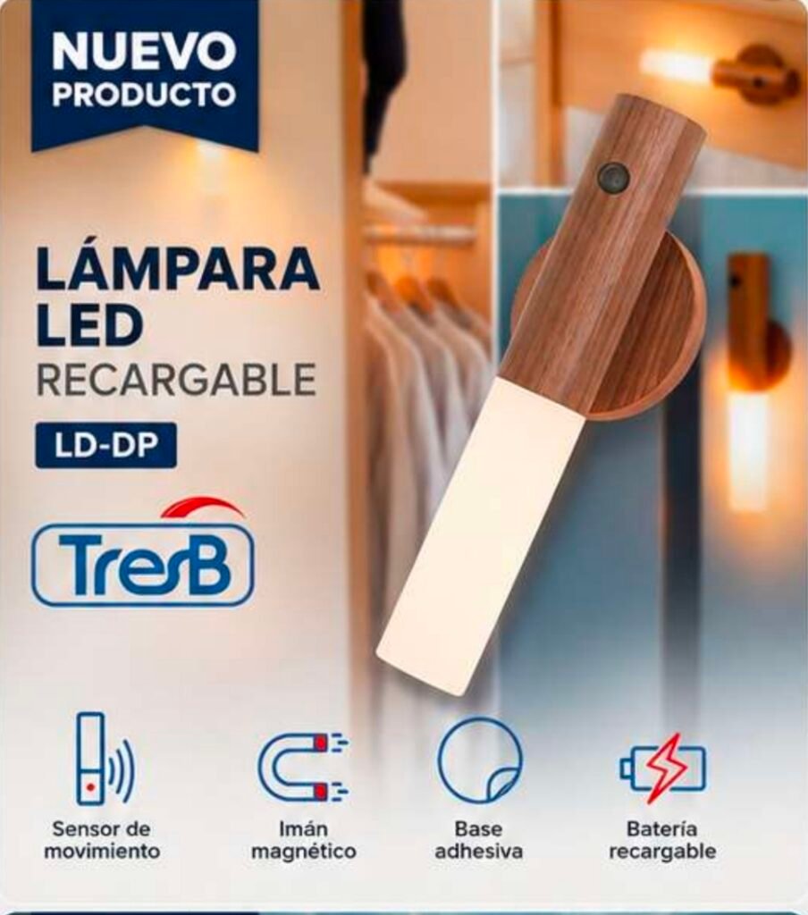 Lámpara Led Recargable TRESB | Sensor de Movimiento | Bateroa Recargable