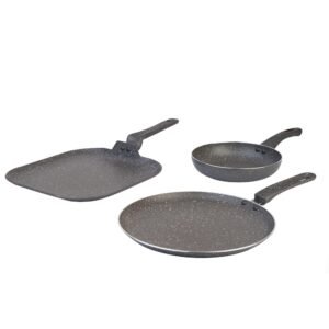 Juego de sartenes PICCA Multiple | Sarten 20 cm, Crepero/Panquequero 26 cm, Plancha 28 cm | Color Gris