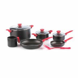 Batería de Cocina PICCA | 10 piezas | LAZIO | Color Negro con puntos rojos