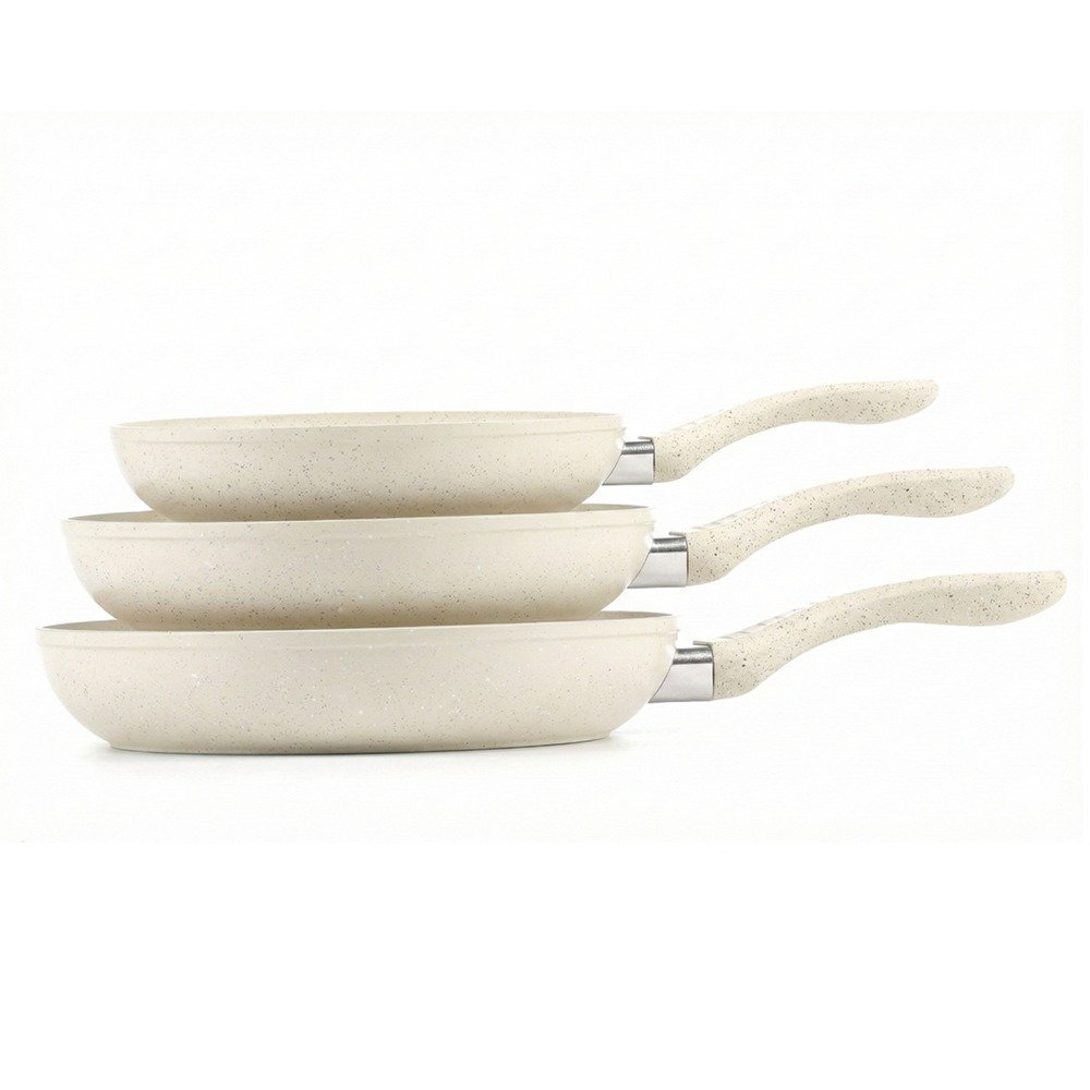 Juego de Sartenes PICCA Milan | 3 Piezas 20, 24, 28cm | Marml 4.0 mm de Espesor | Color Crema